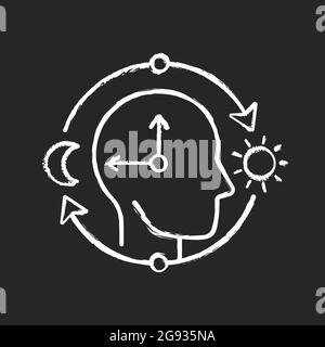 Circadian rhythms chalk white icon on dark background Stock Vector