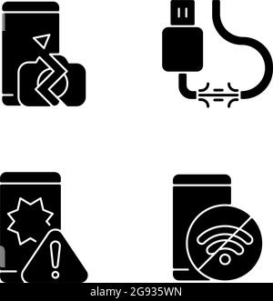 Repair related black glyph icons set on white space Stock Vector