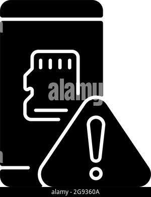 Micro SDcard not working black glyph icon Stock Vector