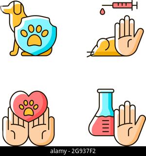 Animal testing RGB color icons set Stock Vector