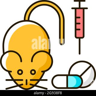 Testing medicine on animals RGB color icon Stock Vector