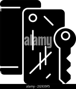 Scratched housing black glyph icon Stock Vector