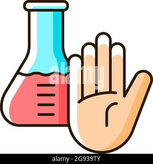 No chemical testing RGB color icon Stock Vector