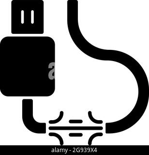 Torn cable black glyph icon Stock Vector