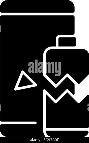 Battery not charging black glyph icon Stock Vector