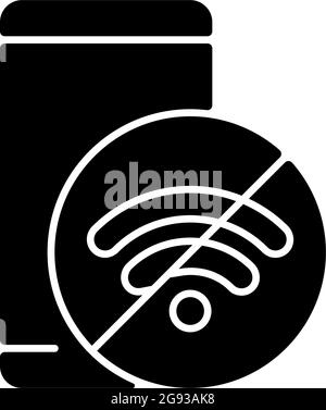 Internet connection issues black glyph icon Stock Vector
