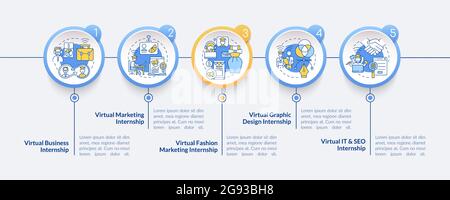 Virtual internship areas vector infographic template Stock Vector
