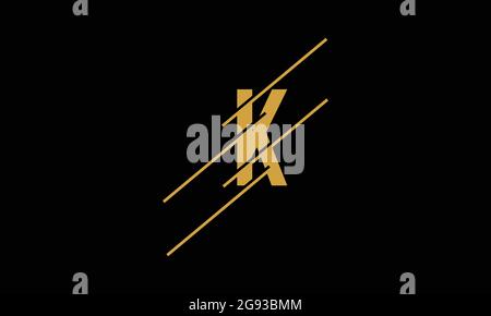 Letter K technology logo with diagonal lines for fast tech concept in minimalist flat design Stock Vector