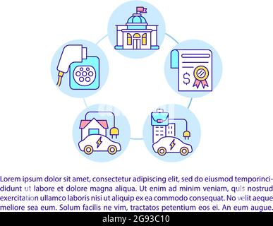 EV home charging points concept line icons with text. Stock Vector