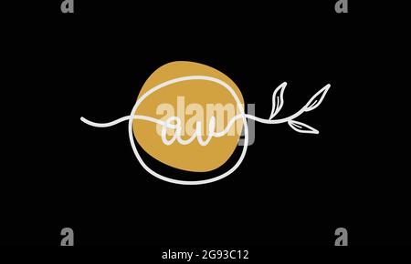 Letter AV or VA boho style botanical logo in flat minimal design Stock Vector