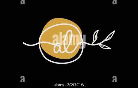 Letter AL or LA boho style botanical logo in flat minimal design Stock Vector