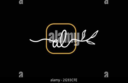 Initial letters AL and LA handwriting floral boho botanical monogram logo vector icon minimalist design Stock Vector