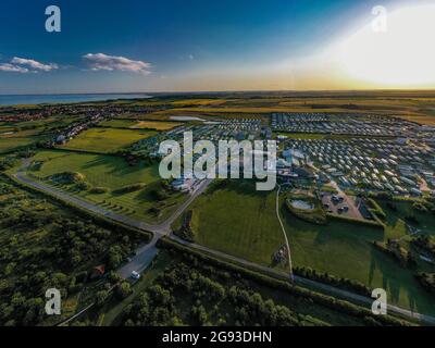 Haven Thornwick Bay a Holiday Village by the sea Aerial Drone Photo Photography Drone DJI Caravan Holiday Park Stock Photo