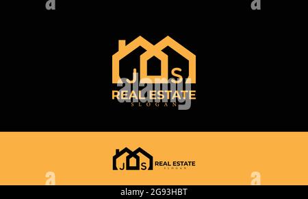 Alphabet JS or J and S Real Estate Monogram Vector Logo Design, Letter JS House Icon Template Stock Vector