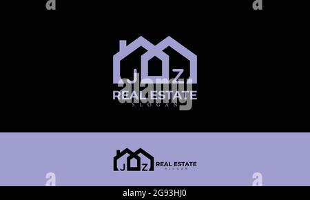 Alphabet JZ or J and Z Real Estate Monogram Vector Logo Design, Letter JZ House Icon Template Stock Vector