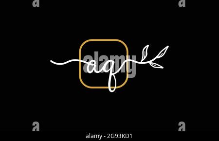 Initial letters AQ and QA handwriting floral boho botanical monogram logo vector icon minimalist design Stock Vector