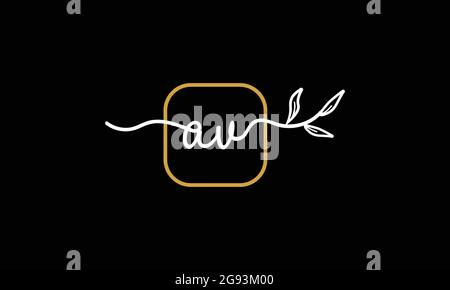 Initial letters AV and VA handwriting floral boho botanical monogram logo vector icon minimalist design Stock Vector