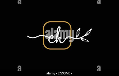 Initial letters EH and HE handwriting floral boho botanical monogram ...
