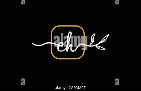 Initial letters EH and HE handwriting floral boho botanical monogram logo vector icon minimalist design Stock Vector