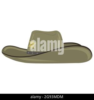 Old West Sheriff Hat Isolated on White Background Stock Vector