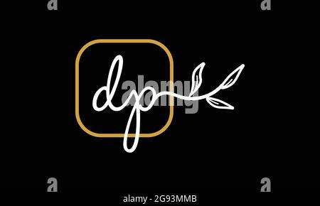 Initial letters DP and PD handwriting floral boho botanical monogram logo vector icon minimalist design Stock Vector