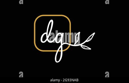 Initial letters DG and GD handwriting floral boho botanical monogram logo vector icon minimalist design Stock Vector