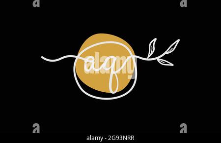 Letter AQ or QA boho style botanical logo in flat minimal design Stock Vector