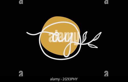 Letter AY or YA boho style botanical logo in flat minimal design Stock Vector