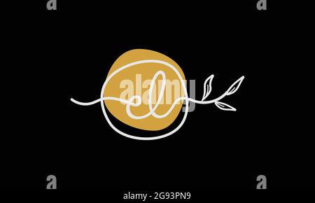 Letter EL or LE boho style botanical logo in flat minimal design Stock Vector