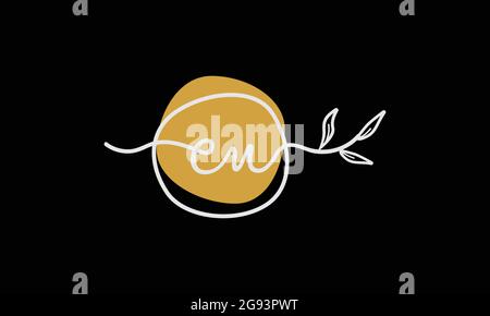 Letter EU or UE boho style botanical logo in flat minimal design Stock Vector