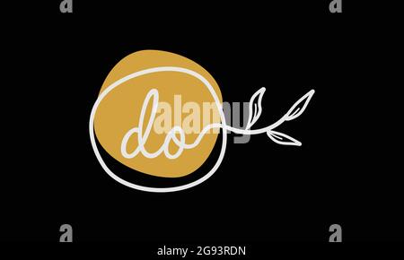 Letter DO or OD boho style botanical logo in flat minimal design Stock Vector