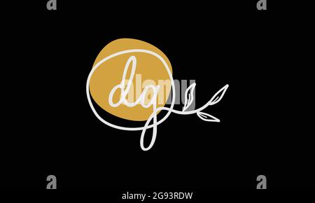 Letter DG or GD boho style botanical logo in flat minimal design Stock Vector