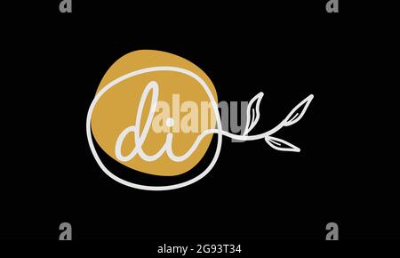 Letter DI or ID boho style botanical logo in flat minimal design Stock Vector