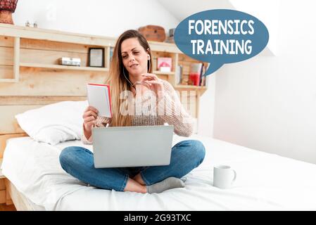 Text caption presenting Forensics Training, Business concept scientific methods and processes to solving crimes Abstract Ordering Food Online, Solving Stock Photo