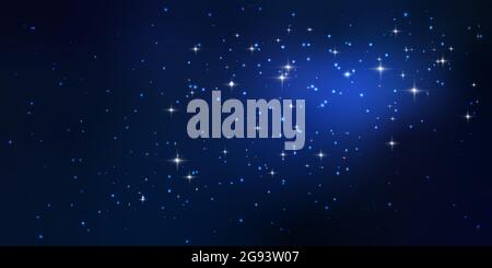 Astrology horizontal star universe background. Starry night sky, blue shining space with nebula. Milky way galaxy in infinity space. Vector illustrati Stock Vector