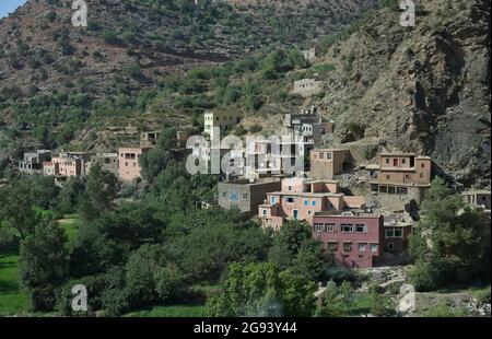 Berber villages in the beautiful Ourika valley, High Atlas MA Stock Photo