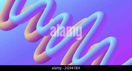Abstract 3d colorful composition with smooth tube shapes forming curved shapes, gradient acrylic rounded zig zag form Stock Vector