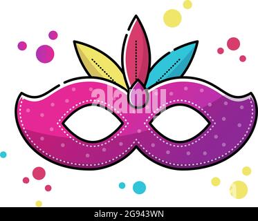 Carnival mask with feathers isolated object on white background Stock Vector