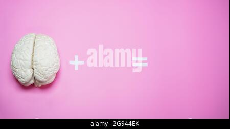 Copy-space equation with brain plus concept photo Stock Photo