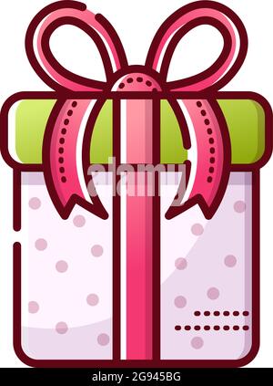 Vector gift box with bow. Surprise for a birthday, Christmas. Linear style. An isolated object on a white background. Stock Vector