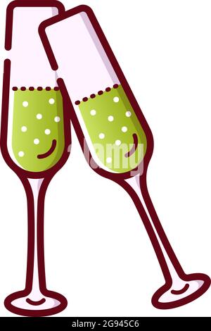 Wine glass icon in doodle style. Vector illustration isolated on white  background. Cute cartoon sign. Wedding toasting, wine glasses with  sparkling Stock Vector Image & Art - Alamy