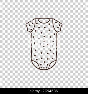 textile clothes for a newborn with a print of white polka dots. Vector isolated object on a transparent background. Birth of a baby boy or girl. Outli Stock Vector