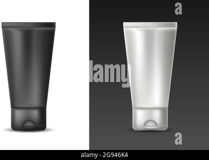 Black realistic blank tube for toothpaste, cream, lotion, gel, paint ...
