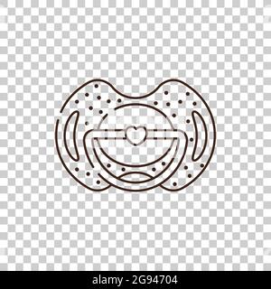 pacifier dummy for a newborn with a print with polka dots and a heart. Vector isolated object on a transparent background. Birth of a baby boy or girl Stock Vector