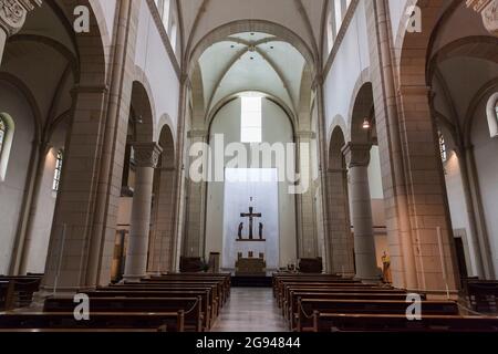 main nace of the abbey church of the Benedictine Abbey Gerleve in Billerbeck, Muensterland region, North Rhine-Westphalia, Germany.  Hauptschiff der A Stock Photo