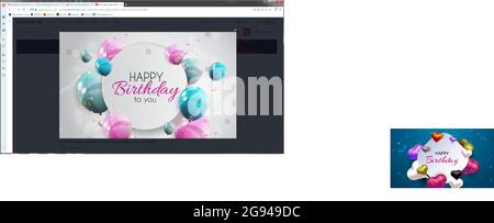 Vector dark birthday holiday background with realistic heart-shaped colored balloons. Place for text, frame made of paper. Anniversary celebration, ha Stock Vector