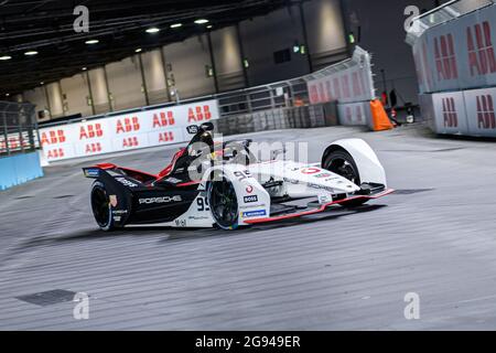 London, UK. 25 July 2021. Pascal Wehrlein of TAG Heuer Porsche Formula E during the Qualifying and Super Pole prior to the Round 12: 2021 Heineken London E-Prix at The Excel Circuit on Saturday, July 24, 2021 in LONDON, ENGLAND. Credit: Taka G Wu/Alamy Live News Stock Photo
