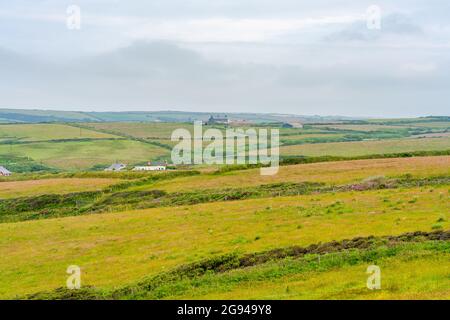 Rural landscape along Pembrokeshire Coast Path in Wales Stock Photo