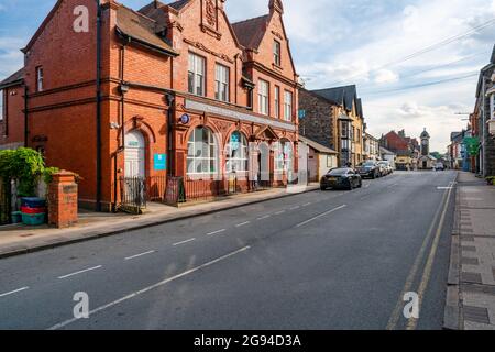 RHAYADER, WALES - JUNE 29, 2021: Rhayader is a market town in Powys, within the historic county of Radnorshire. It's a gateway to a massive complex of Stock Photo