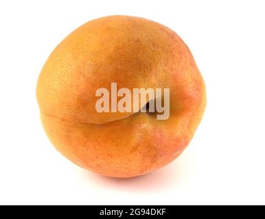 Apricot fruits with leaves isolated on white background. Stock Photo